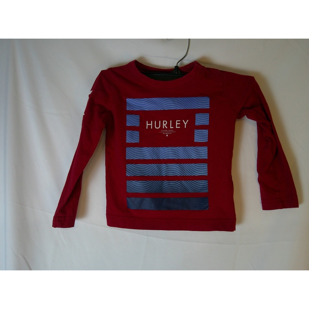 Hurley Boys Red Long Sleeve Graphic Logo T-Shirt Size 2T Skater Surf Tee